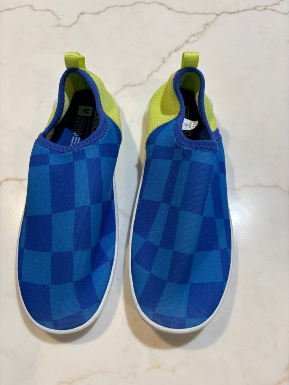 Speedo Junior Bootie Electric Checker Water Shoes Blue Lime M 2-3
